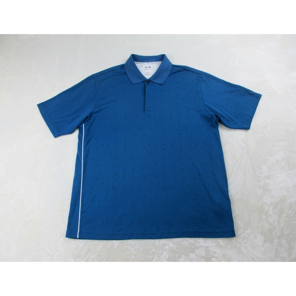 Adidas Polo Shirt Mens‎ Large Blue Climacool Geometric Lightweight Golf Golfer